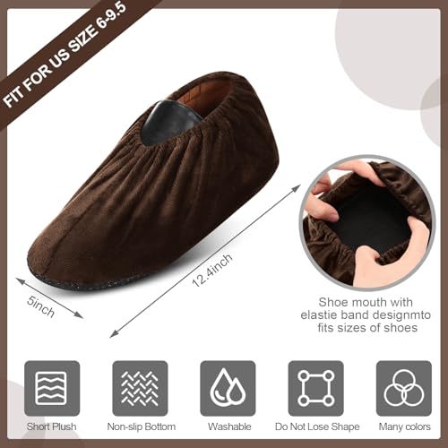 JaGely 11 Pair 11 Pair Reusable Cloth Shoe Covers for Indoors, Brown - color: Brown