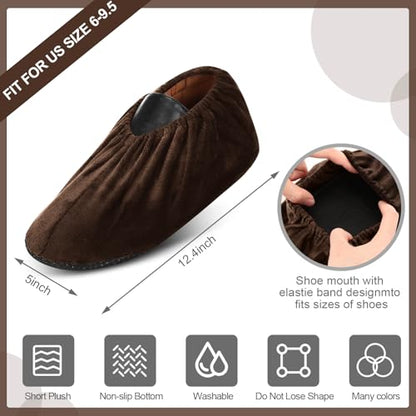 JaGely 11 Pair 11 Pair Reusable Cloth Shoe Covers for Indoors, Brown - color: Brown