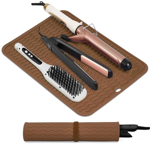 Suafrnut Oversize Silicone Heat Resistant Mat for Hair Tools(14.2" x 11") - color: Coffee