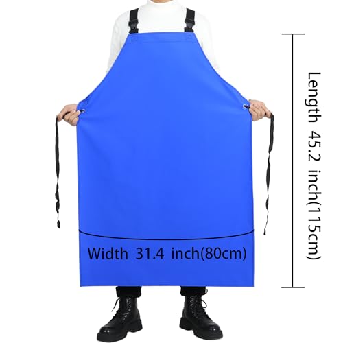 Heavy Duty Waterproof Apron,PVC, Adjustable Cross Strap,Chemical Resistant, for Butchering, Dishwashing, Food Factory - color: Royal Blue