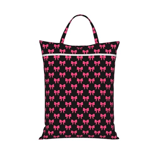 Pink Bow Travel Laundry Bag Washable Dirty Clothes Bag for Gym - color: Pink Bow