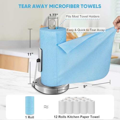 AIDEA Microfiber Cleaning Cloth Roll 165 Sheets 3 Roll,Paper Towels 11 x 9 - color: Multicolor, size: 55 Count (Pack of 3)