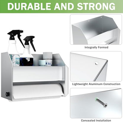 woiron Aluminum Hand Cleaning Station Organizer Bracket (Silver) - color: Silver