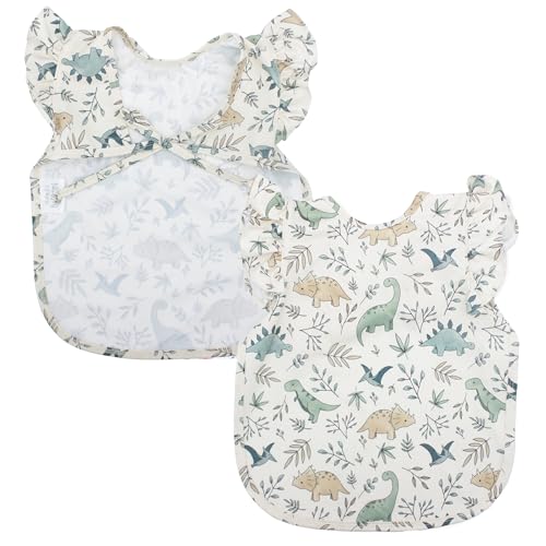 BapronBaby Flutter Baby Led Weaning Infant Feeding Bib Crafting Smock 6M-5T - color: Foliage Dinos, size: Baby/Toddler 6m-3T