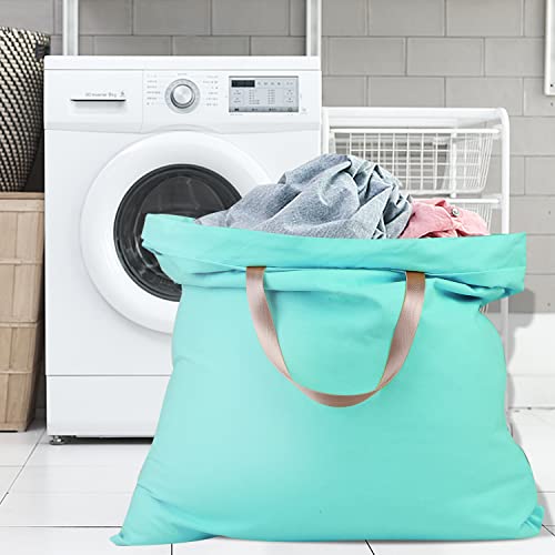 Sanlykate Large Canvas Cotton Laundry Bag with Drawstring & Handles, Heavy Duty Durable Dirty Clothes Organizer, Tear Resistant Hamper Liner Storage Bag, Travel Sack, 25.5 x 34inch - Lake Blue - color: Lake Blue