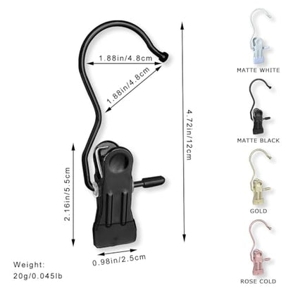 Hangers Clips,Stainless Hooks for Closet Hooks,Heavy Duty Clothespins Laundry Hanging Hooks,Travel Portable Clothes,Boot Tall Towel Hats Socks Pants and Bras (30, Matte Black) - color: Matte Black