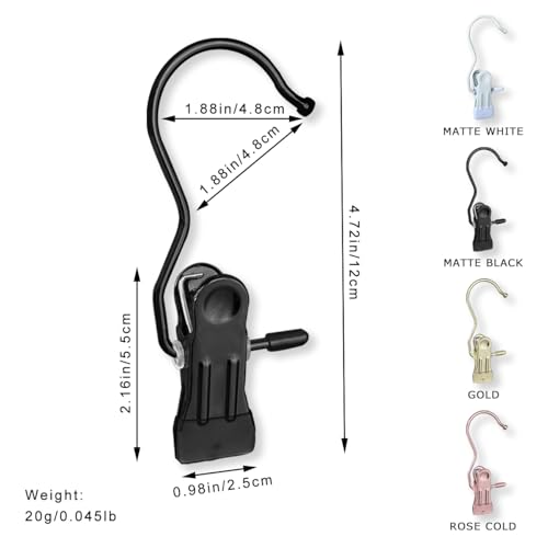 Hangers Clips,Stainless Hooks for Closet Hooks,Heavy Duty Clothespins Laundry Hanging Hooks,Travel Portable Clothes,Boot Tall Towel Hats Socks Pants and Bras (50, Matte Black) - color: Matte Black