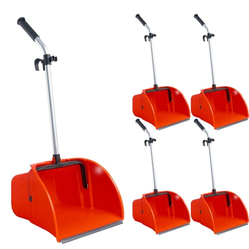 Matthew Bulk Jumbo Debris Dustpan,Upright Dust Pan with Long Handle for Courtyard Garage Mall Lobby Market Floor Home Kitchen Room Office Pet Hair Rubbish - 32.7''x14.2''x14'' 5PCS - size: Set of 5