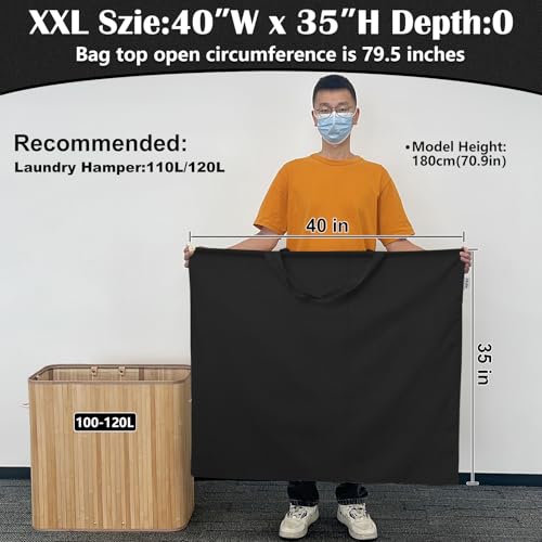 Canvas Laundry Bag 40"W x35"H, Extra Large Heavy Duty Storage Bag XXL Black - color: Black, size: XXL 40"Wx35"H┃1 Pack