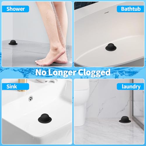 Aluvor Shower Drain Hair Catcher Bathtub Drain Cover Sink Drain Protector - color: All Black
