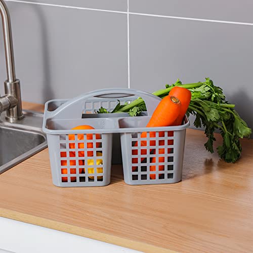 Portable Shower Caddy Basket Plastic Storage Basket with Compartments Grey - color: Grey
