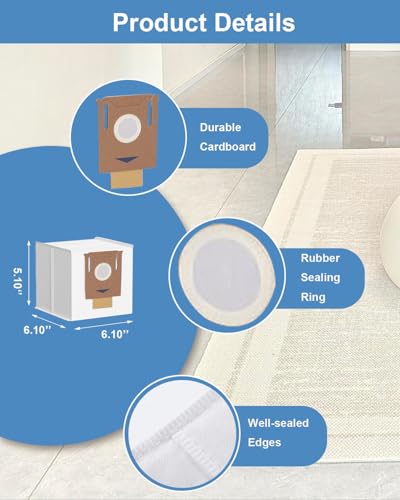 12 Pack Dust Bags Replacement for Ecovacs Deebot Ozmo T8, T8+, T8 AIVI, N8 Pro Plus, N8 Pro, DX93, DDX96 Robot Vacuum Cleaner with Self-Empty Station, 3.5L Large Capacity - size: 12pack