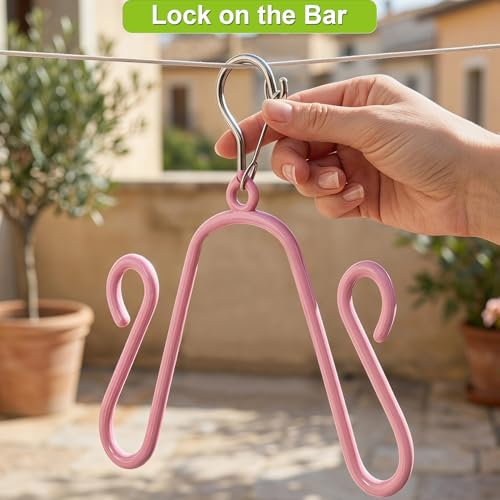 Shoe Drying Hanger for Washing Machine Shoes – Stainless Steel 3-Pack, Space-Saving Sneaker Dryer for Fast Air Drying, Laundry Room & Closet Shoe Organizer (Pastel Pink) - color: Pastel Pink
