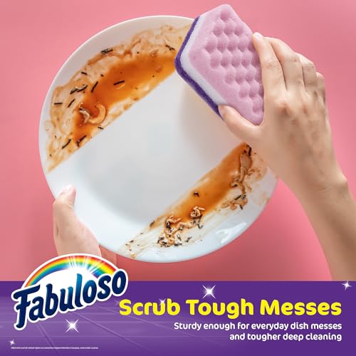 Fabuloso Scratch-Free Kitchen Dish Sponges, Purple, 6 Count - color: Purple, size: 6 Count (Pack of 1)