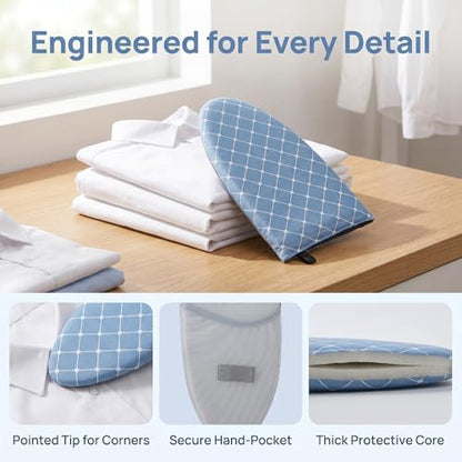 Ironing Board,Garment Steamer Ironing Gloves, Portable Clothing Steam Engine Gloves, Travel Handheld Ironing Board Accessories with Finger Loop for Steaming Clothes,Blue