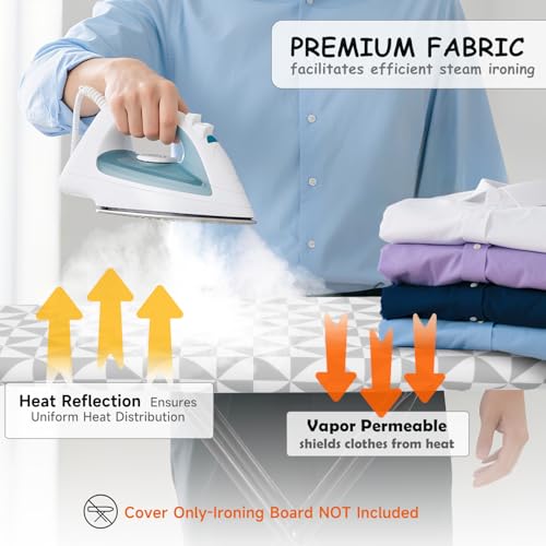 UFETGYG Ironing Board Cover, 15" x 54"Silicone Coating,Elastic Edge,Full Size Scorch Resistant Padding,Heavy Duty Iron Pad Covers Standard Boards Geometry