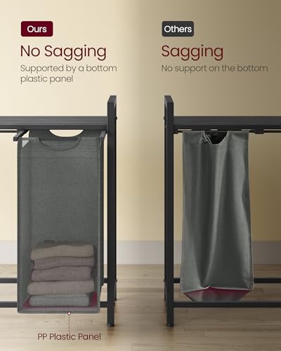 VASAGLE Laundry Hamper with Shelf, 4 Pull-Out Bags, 4 x 10.6 Gallons (40L) - color: Slate Gray + Charcoal Gray, size: 4 Bags - 160 L