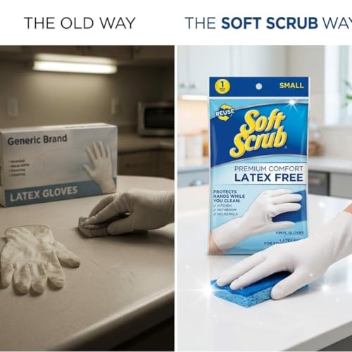 Soft Scrub Vinyl Cleaning Gloves L White – Latex Alternative for Dish – Rubber for Kitchen Gloves – Household Essentials Cleaning Tools