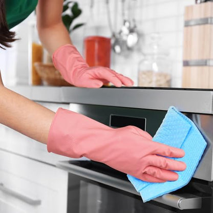 4 Pairs Rubber Kitchen Dishwashing Gloves - Cleaning Gloves Outdoor Chores for Women & Men (Small) - size: Small