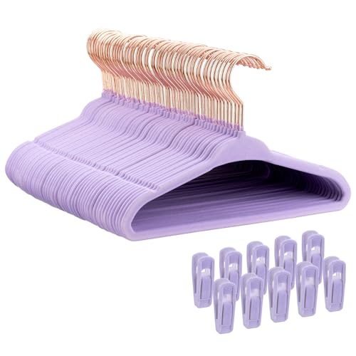 Tonswachic 50 Premium Baby Velvet Hangers - 11" Non-Slip, Ultra-Slim Space-Saving Kid Hangers - 360° Swivel Hook, Strong & Durable Infant & Toddler Clothes Hanger for Closet - Purple - color: Purple, size: 50 Pack