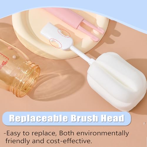 Bottle Brush Sponge Replacement Head 10 PCS Durable Soft Sponge Brush Head Environmental Protection Cup Cleaner Brush Refill Heads Without Handle (Sponge Brush Head 10PCS) - color: Brush Head 10pcs