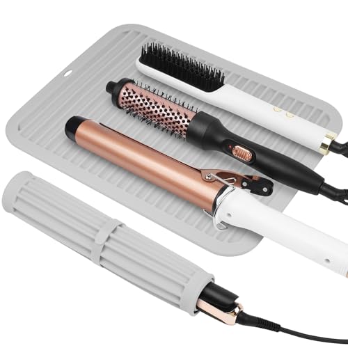 AMIJEAL Oversize Silicone Heat Resistant Mat for Hair Tools(14.2" x 11") - color: Grey