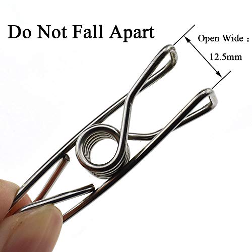 HAHIYO Clothespins Chip Clips All Metal Stainless Steel No Rust Stains Strong Grip in Heavy Wind 2 Inches 24 Pack Do Not Fall Apart Open Wide for Holding Clothes Snack Bag Clamps - size: 2 inch 24 Pack