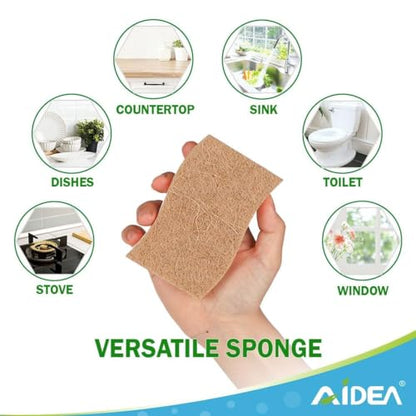 AIDEA Sponges Non Scratch, 24Count, Natural Sponge for Non Stick Cookware - color: Brown