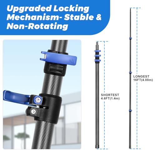 Carbon Fiber Telescopic Pole, Multi-Purpose Lightweight Extension Pole 16FT - size: 16 FT