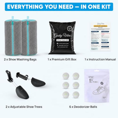 Shoe Washing Machine Bag – 2Pcs Shoe Cleaning Laundry Bags for Sneakers (Grey) - color: Grey