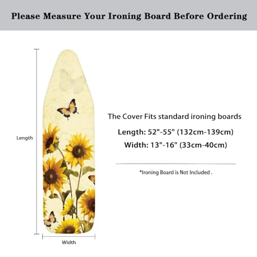 Sunflower Butterfly Ironing Board Cover and Pad Standard Size Heavy Duty Padded Iron Board Covers for Table Top Soft Stain Resistant Covers Elastic Edges Sleeve Ironing Board Yellow Daisy - color: Sunflower Butterfly