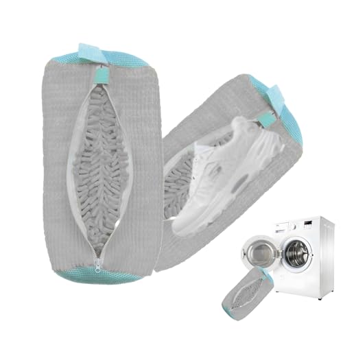 Shoe Washing Machine Bag,Laundry Shoe Bag for Sneaker,Tennis Shoes,Washer and Dryer,Reusable Cleaning Bag for Sock,Gym Shoes (Gray 2pcs) - color: Gray