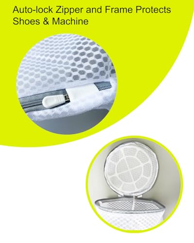 Shoe Washing Machine Bag,3 Pack Laundry Shoe Bag for Washer and Dryer,Mesh Laundry Bags with Zipper for Sneakers,Trainers,Socks,Bras,Delicates,and Toys
