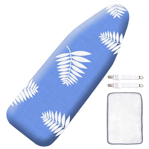Ironing Board Cover and Pad 15"x54",Thick Ironing Board Cover Standard Size - color: Blue+leaf, size: 15"X54"