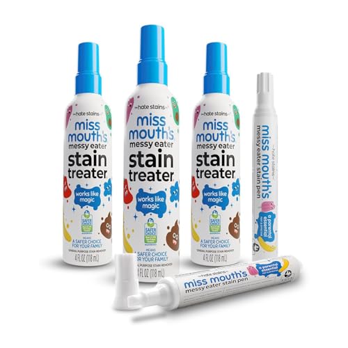Miss Mouth's Messy Eater Stain Treater Pens & 4oz 3-Pack - On-the-Go Spot Remover for Clothes - Portable Baby Stain Spray, Newborn Essentials