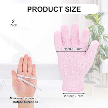 M METERXITY Dusting Gloves, Reusable Washable Mittens for House/Plants/Cars/Blinds Dusting, Leaf Cleaning Glove Mittens - color: Pink, size: 6.5 x 9.5 cm