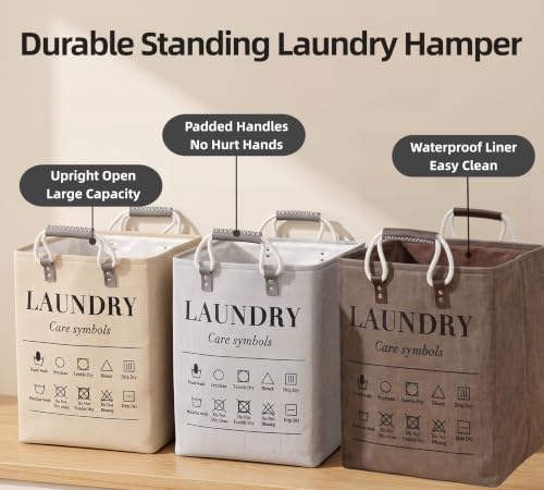Small Laundry Basket, 50L Foldable Laundry Hamper Organizer with Handles, Fashion Portable Laundry Basket in Bedroom, Laundry Room, Closet, Bathroom, College Dorm (Brown) - color: Brown