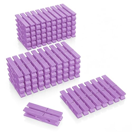 100 Pcs Wooden Clothespins Bulk - 2.9 Inch Cheer Purple Clothes Pins - color: Purple