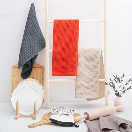 Homaxy 100% Cotton Waffle Weave Kitchen Dish Towels 4-Pack, Beige - color: Beige, size: 13 X 28 - 4 Pack