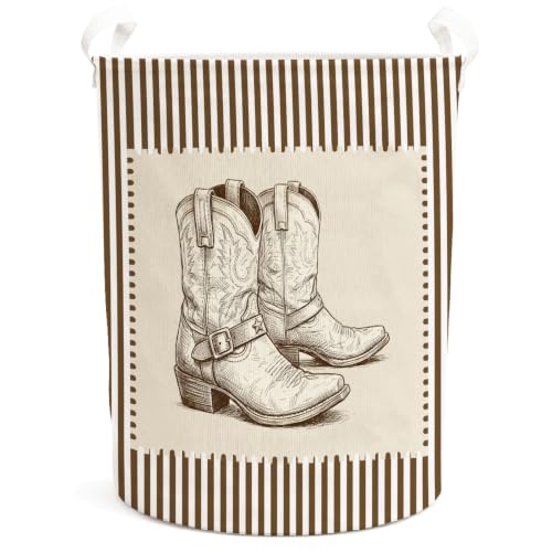 Western Rodeo Cowboy Laundry Basket Hamper - color: Western Cowboy - 01