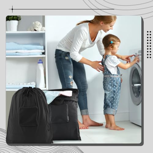 Travel Laundry bags, Dirty Clothes Travel Bag with Handles, Portable Small laundry Sack for Travelling, Suitcase, Gym, Camping (Black | 1 Pack) - color: Black | 1 Pack