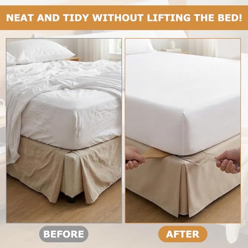 Mattress Lifter & Bed Sheet Tucker Tool Set - Mattress Wedge Elevator for Easy Lifting Mattress, Bed Maker Tool for Changing Sheets, Bed Skirt Tucking & Cleaning with Built-in Dust Brush
