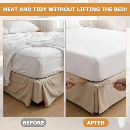 Mattress Lifter & Bed Sheet Tucker Tool Set - Mattress Wedge Elevator for Easy Lifting Mattress, Bed Maker Tool for Changing Sheets, Bed Skirt Tucking & Cleaning with Built-in Dust Brush