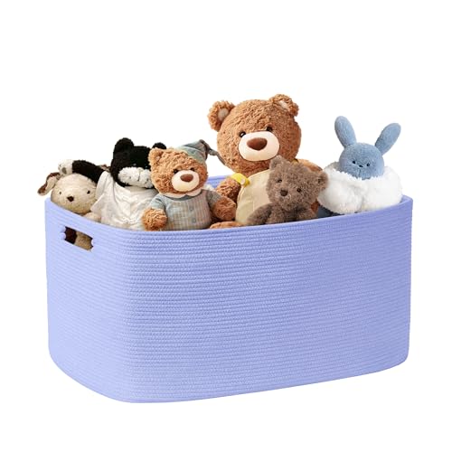 72L Large Woven Laundry Basket Hamper with Handles, Blue Purple - color: Blue Purple, size: 72L
