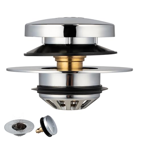 Artiwell Tub Drain, 2 in 1 Pop-up Bathtub Plug with Hair Catcher - color: Chrome Plated