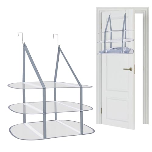 2 Pcs Sweater Drying Rack Over The Door, 3 Tier Foldable Clothes Dry Hanger