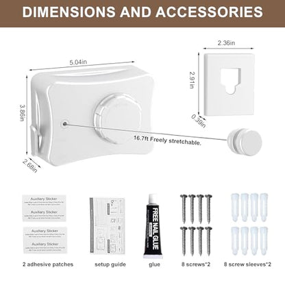 Retractable Clothesline for Indoor & Outdoor Use, White - color: White