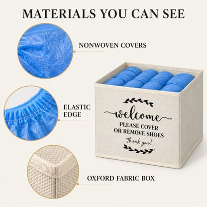 Suzile 200 Pack Disposable Shoe Covers with Dispenser Box, Beige - color: Beige