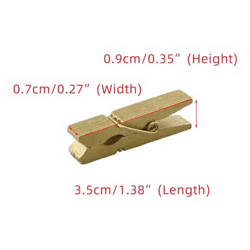 HEEHEE 50 PCS 1.38 Inch Gold Mini Clothespins Small Clothes Pin Natural Texture Wooden Clips for Food Package Clips Hanging Photo - size: Gold 1.38x0.27" (3.5x0.7cm)-50 PCS