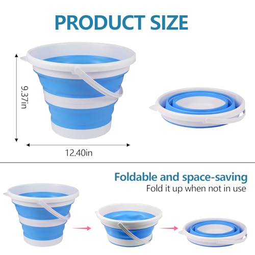 Hovom Car Collapsible Bucket, 10L 2.6 Gallon Foldable Round Tub, Blue - color: Blue